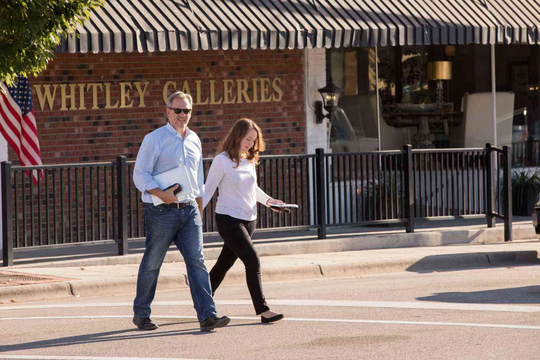 Photo of walkers downtown.