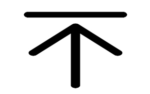 Arrow pointing up at the bottom of a line