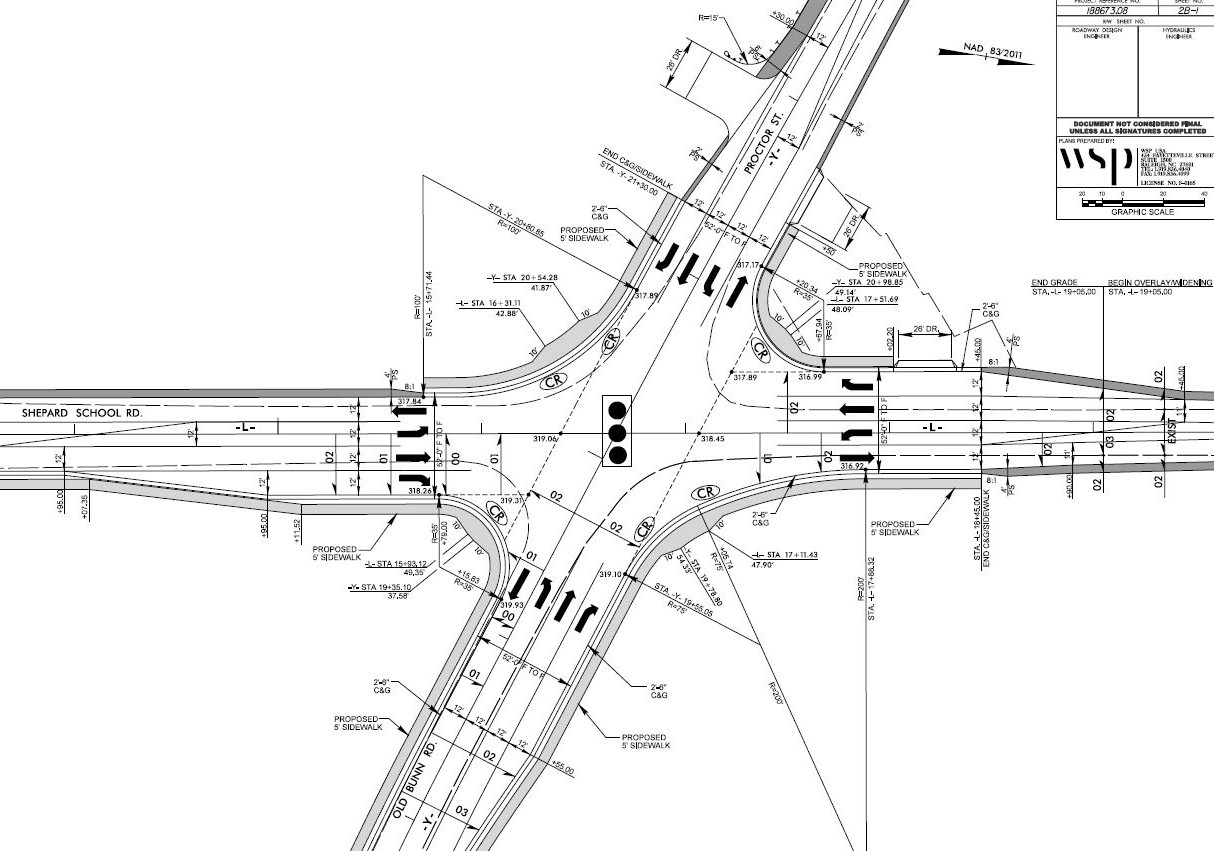 Plan view of intersection improvements